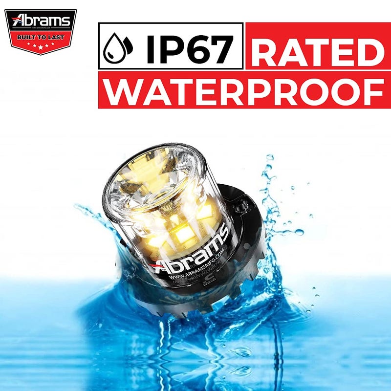 Abrams SAE Class-1 Blaster 360 (Amber/Amber) 18W - 6 LED Tow Truck Construction Vehicle LED Hideaway Surface Mount Strobe Warning Light - Image 4